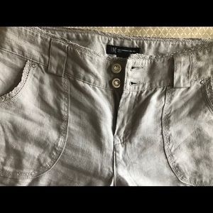 Bootcut linen pants light grey